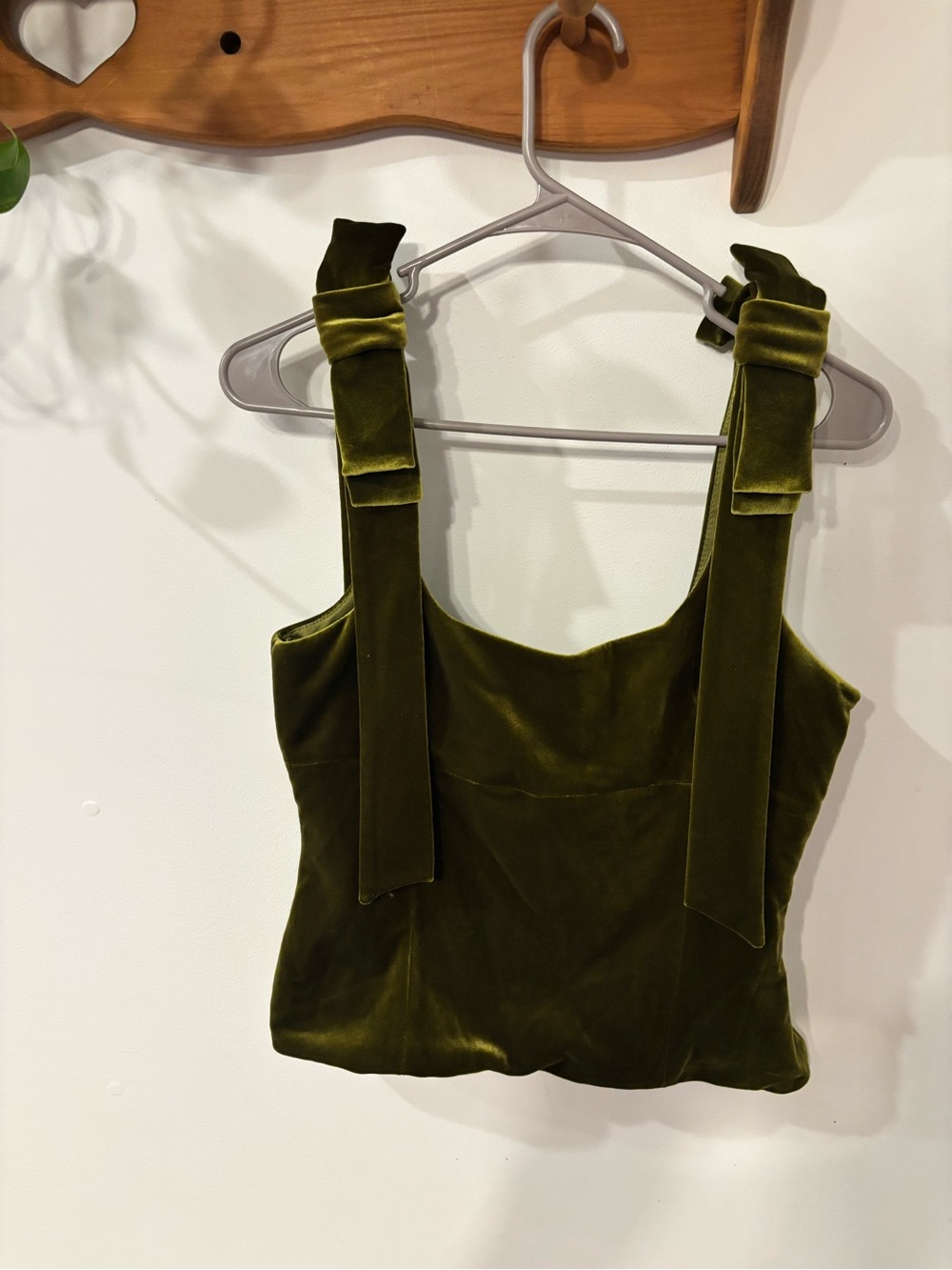 Zara Olive Velvet Tie-Strap Camisole